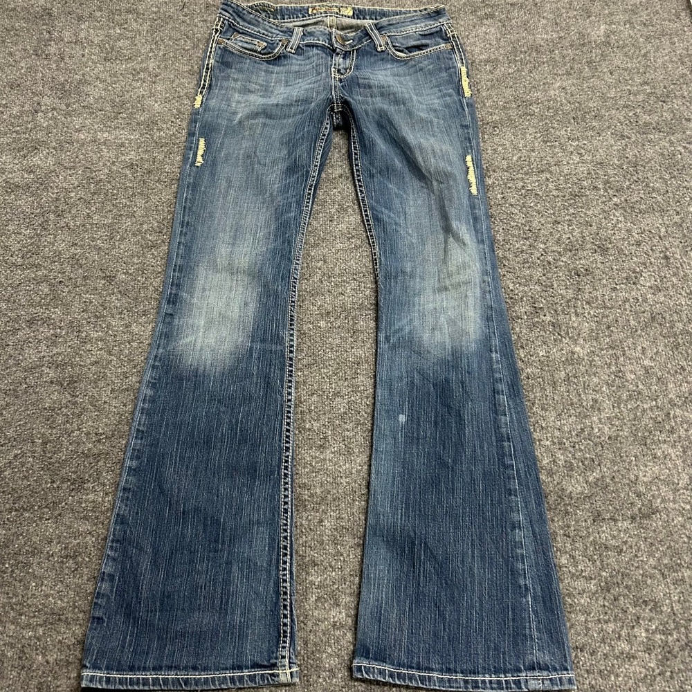 BKE Jeans Womens Size 27 Sabrina Bootcut Blue Stitch Stretch Denim Low Rise